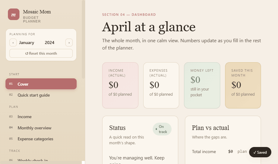 Budget Planner for Single Moms