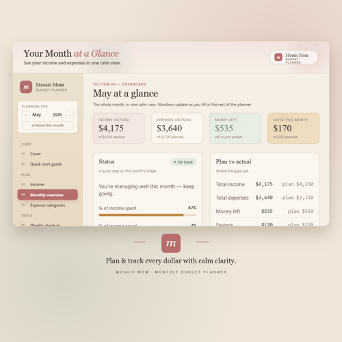Budget Planner for Single Moms